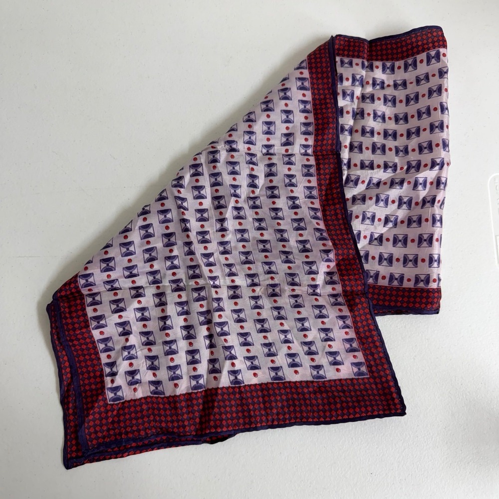 Women's navy white red lightweight geometric pattern scarf fashion accessory